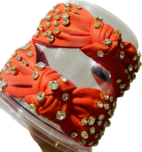 Coral Rhinestone headband