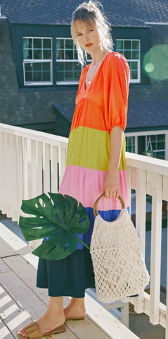 ORANGE COLOR BLOCK DRESS