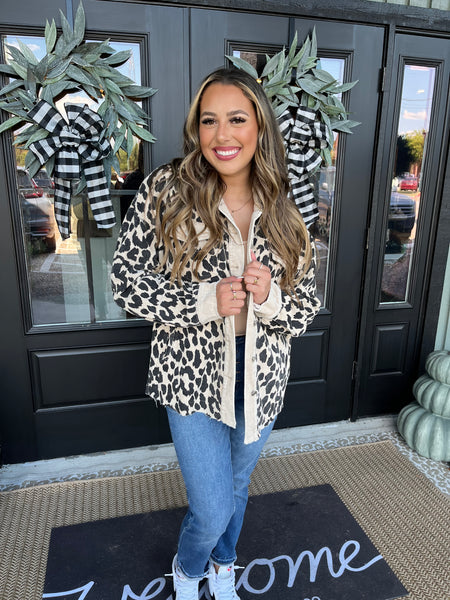 Beige Corduroy leopard jacket