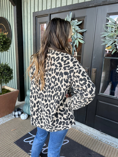 Beige Corduroy leopard jacket